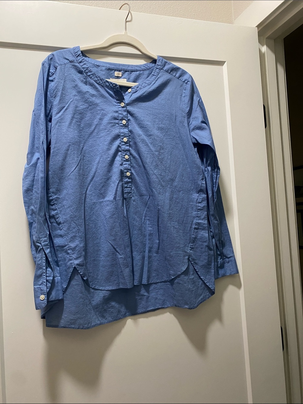 LOFT Softened Light Blue Henley Blouse